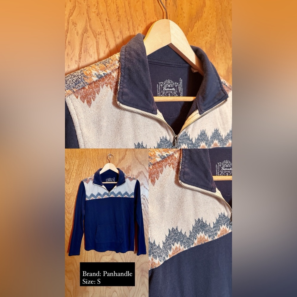 Panhandle Western Quarter Zip with Aztec Print Details